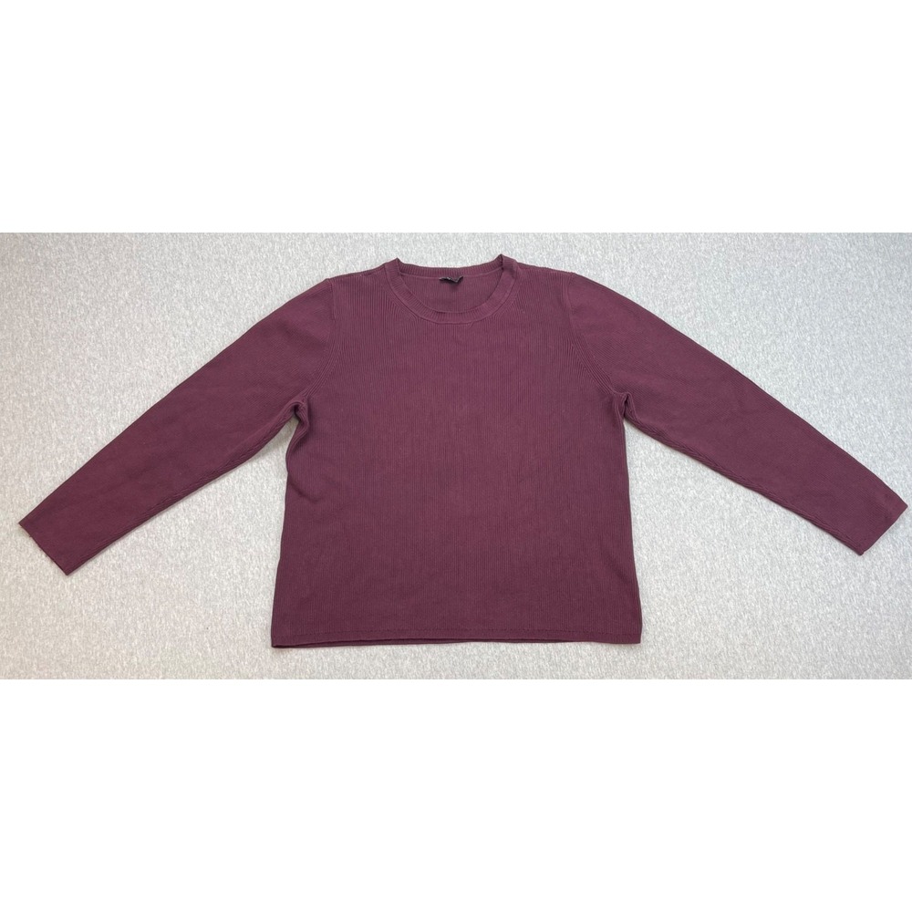 Talbots Sweater Womens XL Purple Cotton Blend Stretch Round Neck Long Sleeve